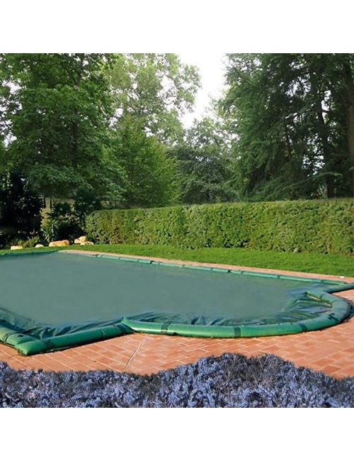 AKUAcover - Copertura Invernale Standard con scala romana1,5 mt con Salsicciotti 240 g/mq per Piscine 4x8 mt