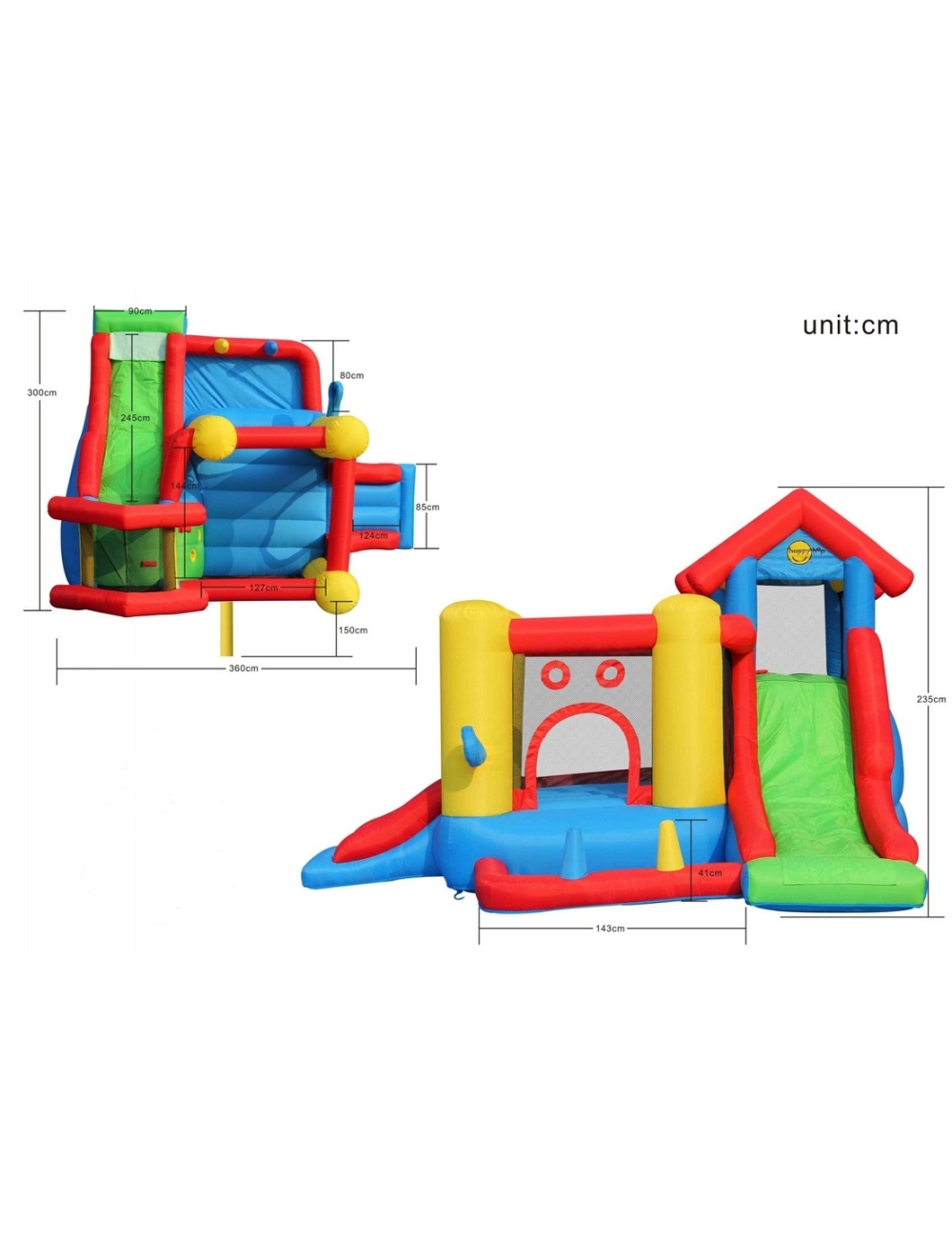 Happy Hop centro giochi 7 IN 1 - Gonfiabile 300 x 360 x 235 cm