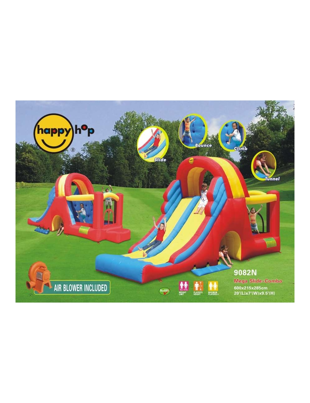 Happy Hop Mega Scivolo Combo - Castello Gonfiabile  600 x 215 x 285 cm