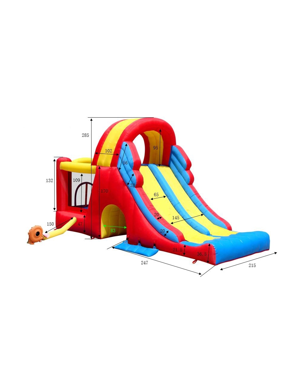 Happy Hop Mega Scivolo Combo - Castello Gonfiabile  600 x 215 x 285 cm