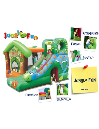 Happy Hop Jungle Fun - Castello Gonfiabile 350 x 340 x 245 cm