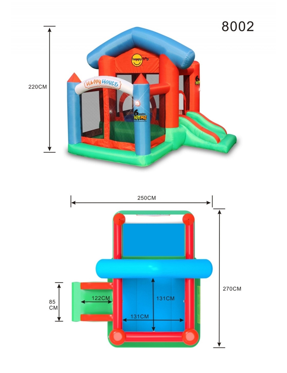 Happy Hop Happy House - Gonfiabile interattivo 270 x 250 x 220 cm