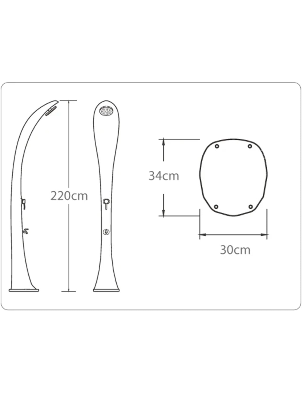 Doccia Solare SS0930 a Forma di Foglia 35L - Altezza 225 cm